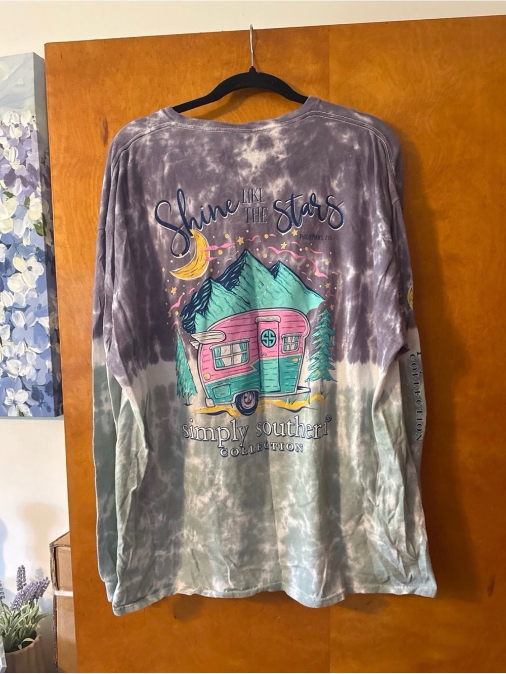 Simply Southern Tie-Dye Long Sleeve Tee in Purple, Teal, and Pink